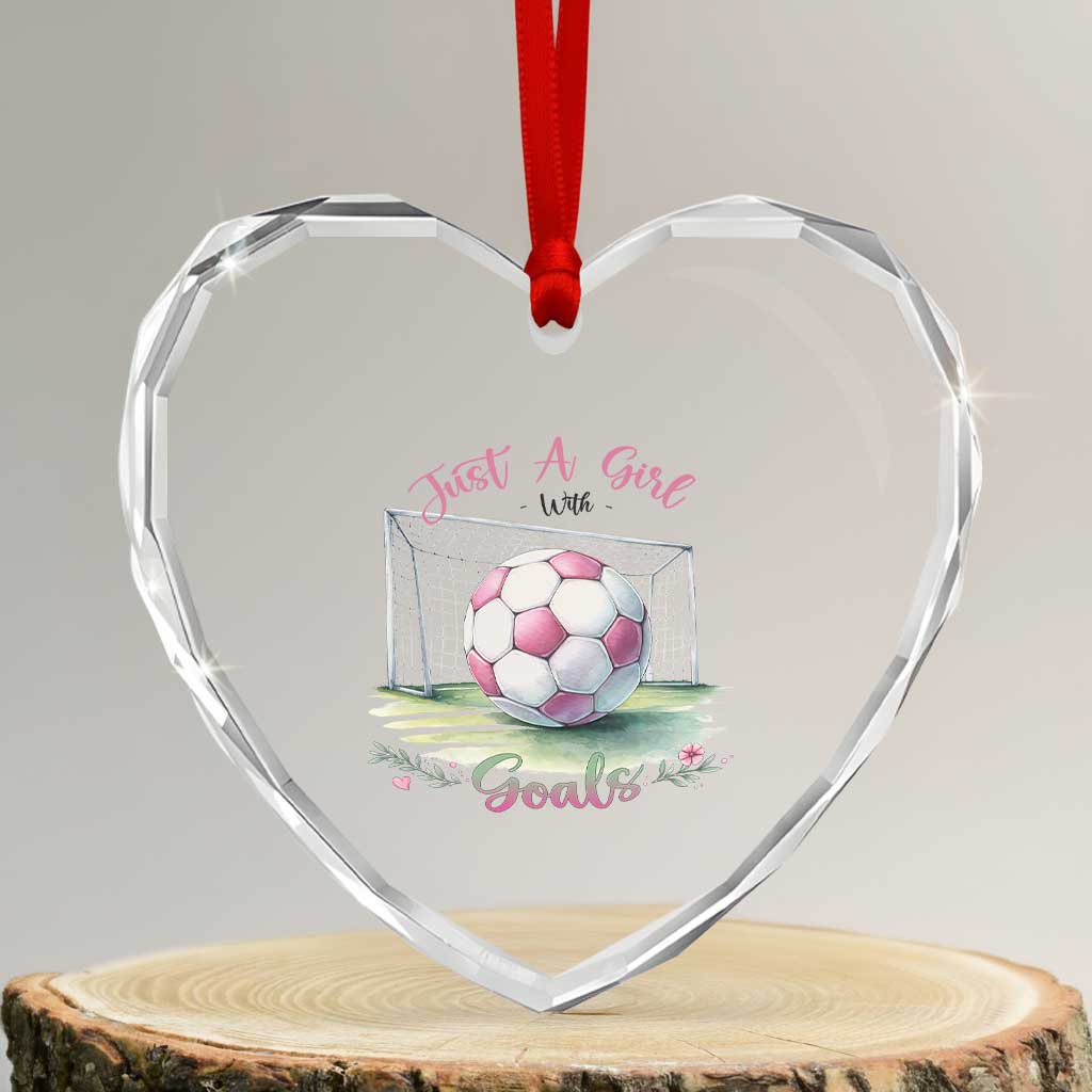 Just A Girl With Goals Heart Crystal Glass Ornament Soccer Gift For Her TS12 Transparent Glass 3'' Heart Print Your Wear