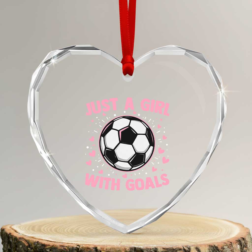 Just A Girl With Goals Heart Crystal Glass Ornament Soccer Player Girl TS12 Transparent Glass 3'' Heart Print Your Wear