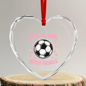 Just A Girl With Goals Heart Crystal Glass Ornament Soccer Player Girl TS12 Transparent Glass 3'' Heart Print Your Wear