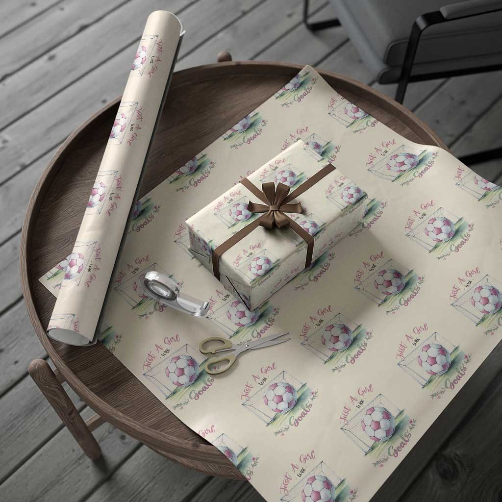 Just A Girl With Goals Wrapping Paper Roll Soccer Gift For Her TS12 Beige Print Your Wear