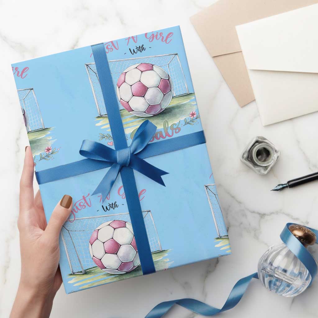 Just A Girl With Goals Wrapping Paper Roll Soccer Gift For Her TS12 Light Blue Print Your Wear