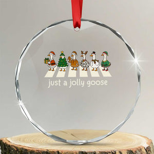 Just A Jolly Goose Crystal Glass Ornament Funny Christmas Duck Meme TS10 Transparent Glass 3'' Circle Print Your Wear