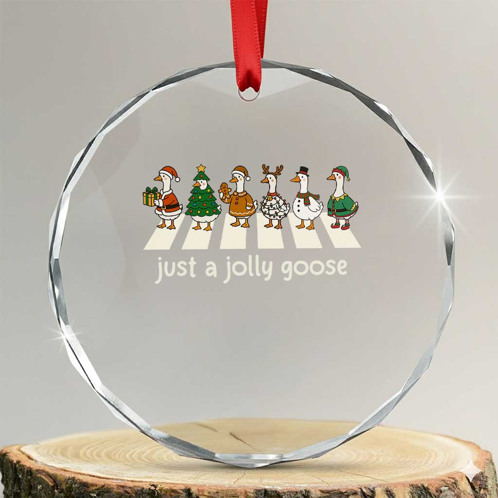 Just A Jolly Goose Crystal Glass Ornament Funny Christmas Duck Meme TS10 Transparent Glass 3'' Circle Print Your Wear