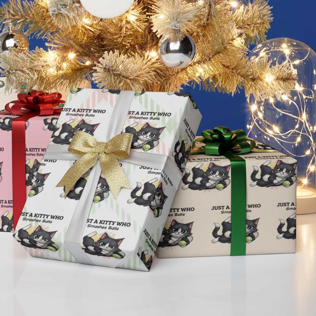 Just A Kitty Who Smashes Balls Wrapping Paper Roll Funny Tennis Cat Gift TS12 Print Your Wear