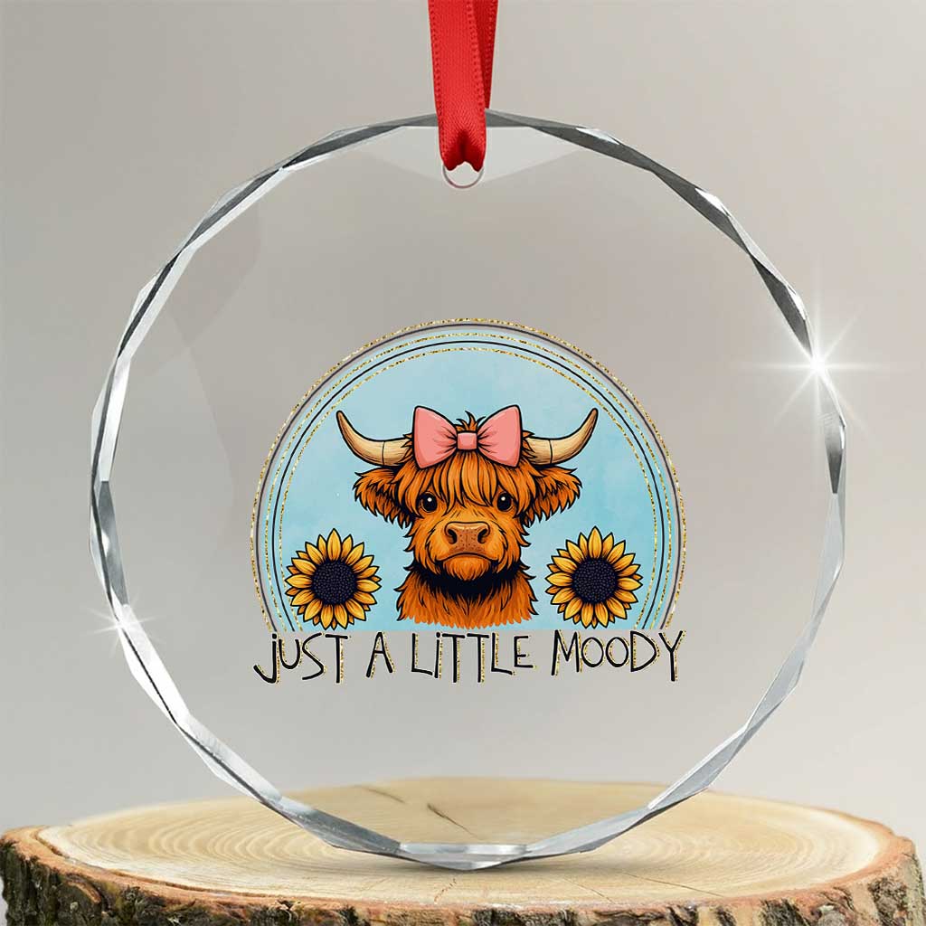 Just A Little Moody Crystal Glass Ornament Funny Sarcasm Highland Cattle TS12 Transparent Glass 3'' Circle Print Your Wear