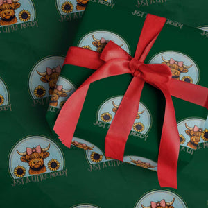 Just A Little Moody Wrapping Paper Roll Funny Sarcasm Highland Cattle TS12 Green Print Your Wear
