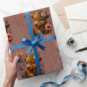 Just A Little Moody Wrapping Paper Roll Funny Sarcasm Highland Cow TS12 Mocha Print Your Wear