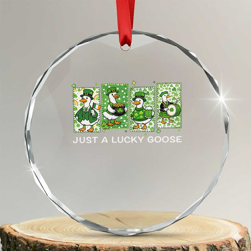 Just A Lucky Goose Crystal Glass Ornament Funny Irish Crew St Patricks Day TS12 Transparent Glass 3'' Circle Print Your Wear