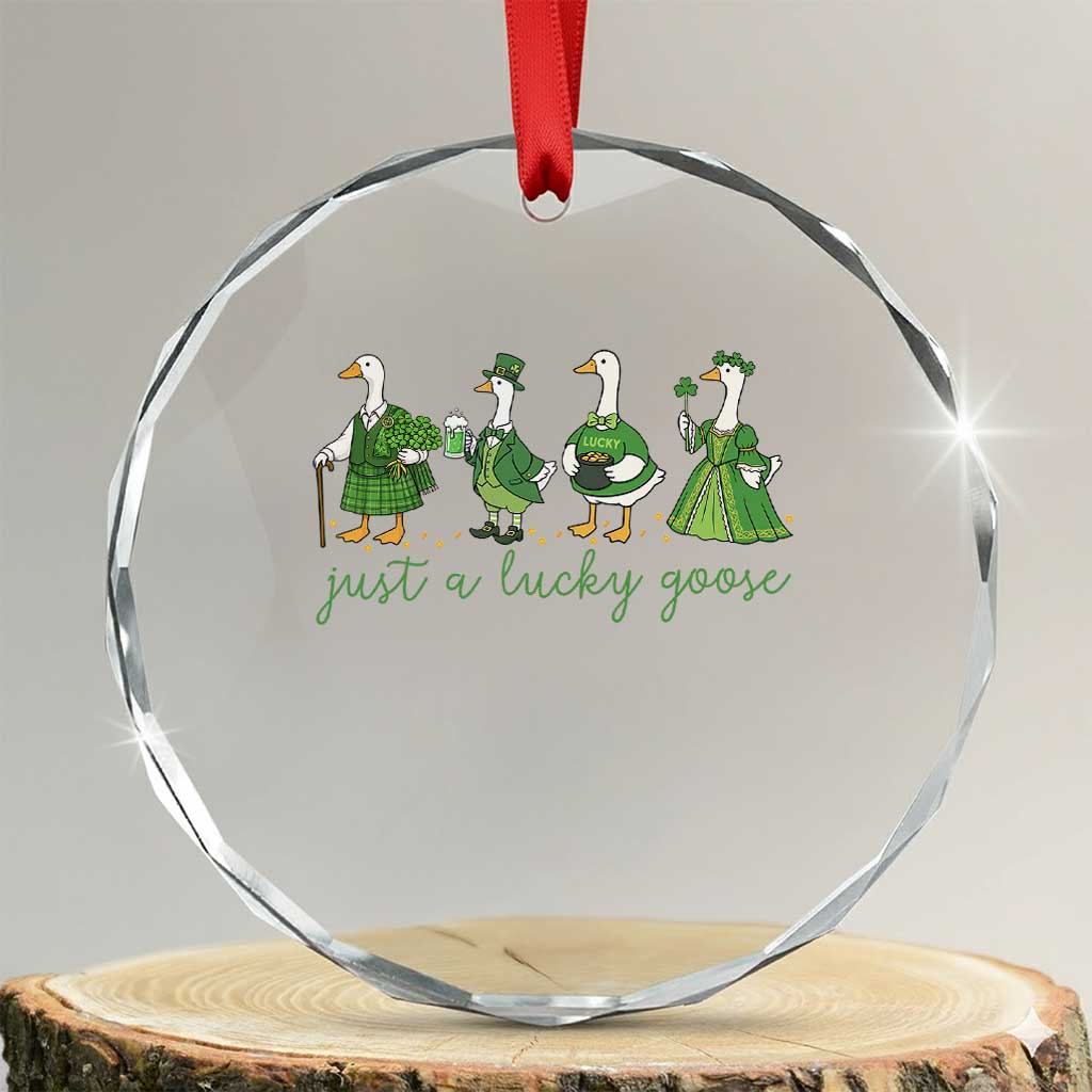 Just A Lucky Goose Crystal Glass Ornament Funny St Patricks Day Irish Gift TS12 Transparent Glass 3'' Circle Print Your Wear