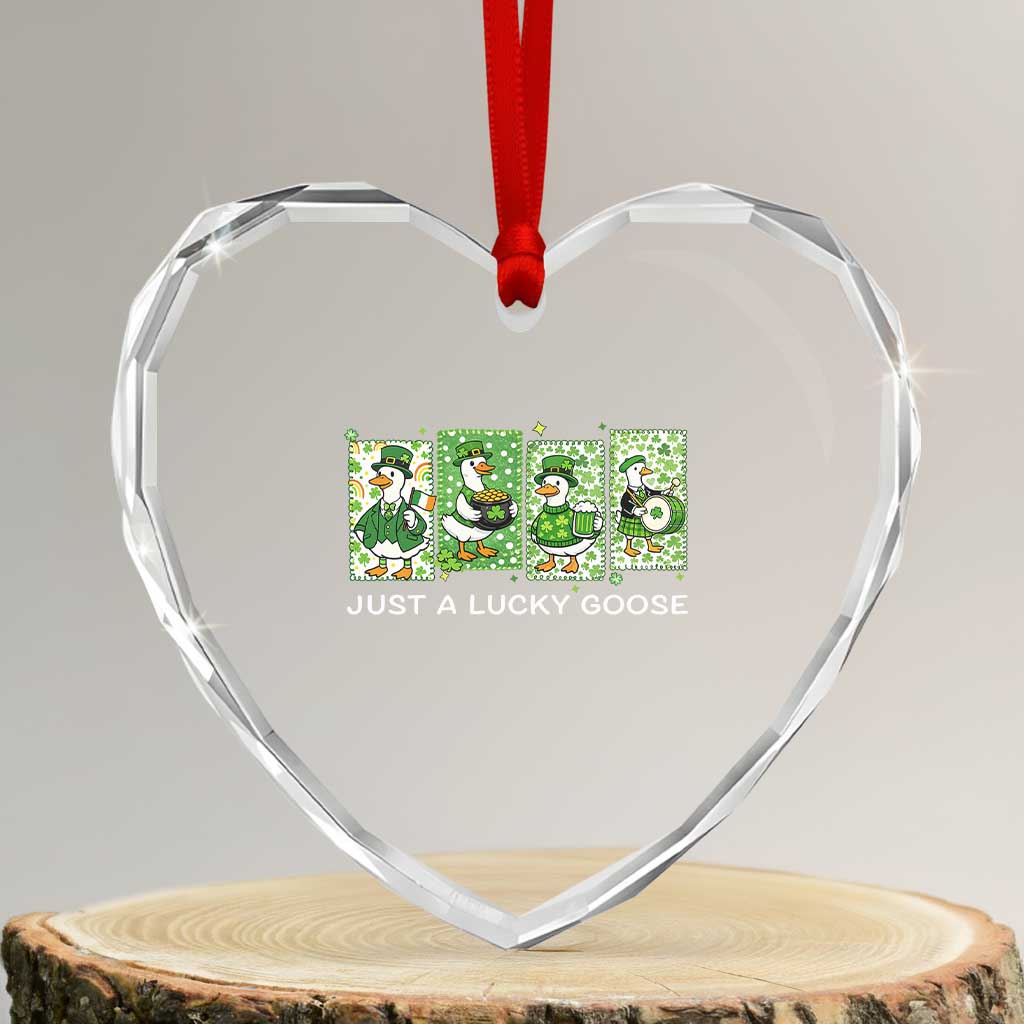 Just A Lucky Goose Heart Crystal Glass Ornament Funny Irish Crew St Patricks Day TS12 Transparent Glass 3'' Heart Print Your Wear