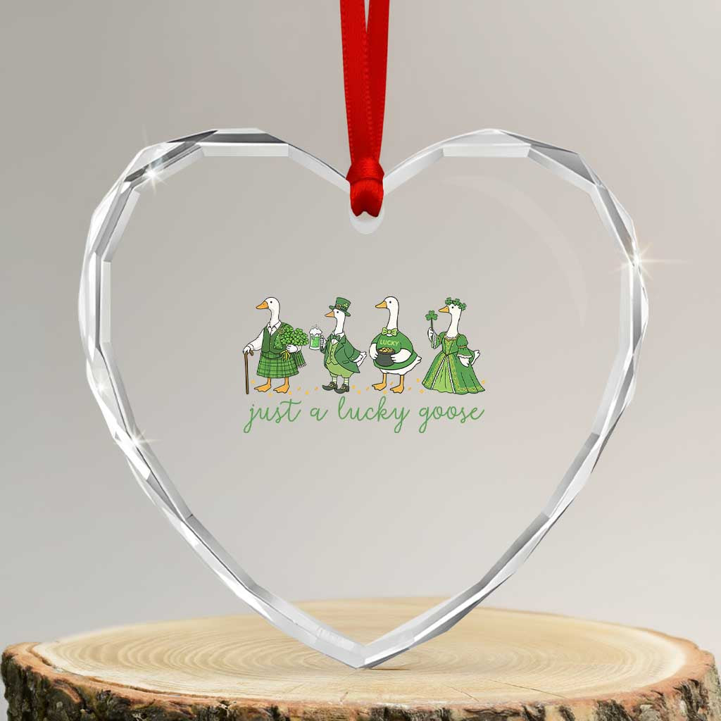Just A Lucky Goose Heart Crystal Glass Ornament Funny St Patricks Day Irish Gift TS12 Transparent Glass 3'' Heart Print Your Wear