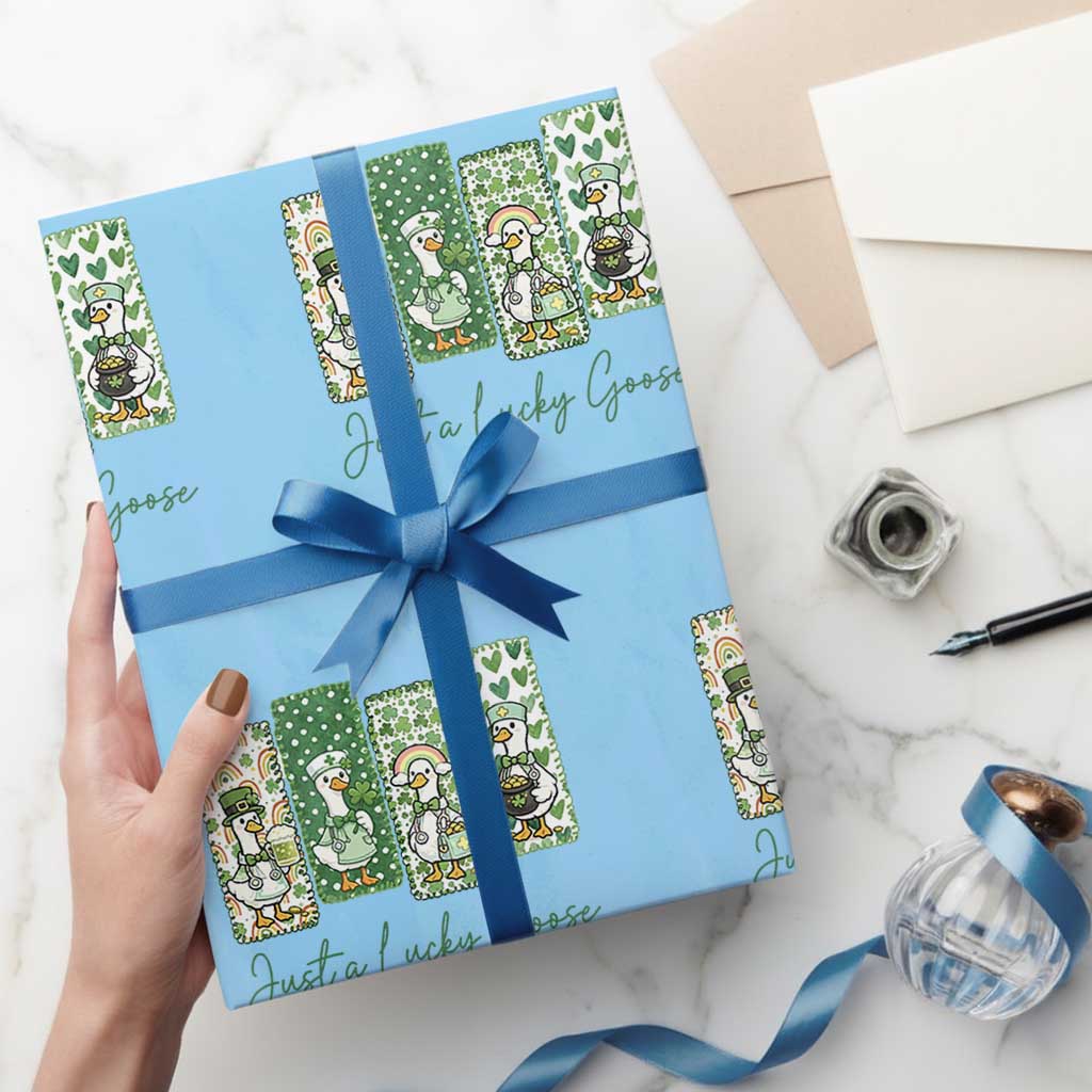 Just A Lucky Goose Nurse Wrapping Paper Roll St Patricks Day Gift TS12 Light Blue Print Your Wear