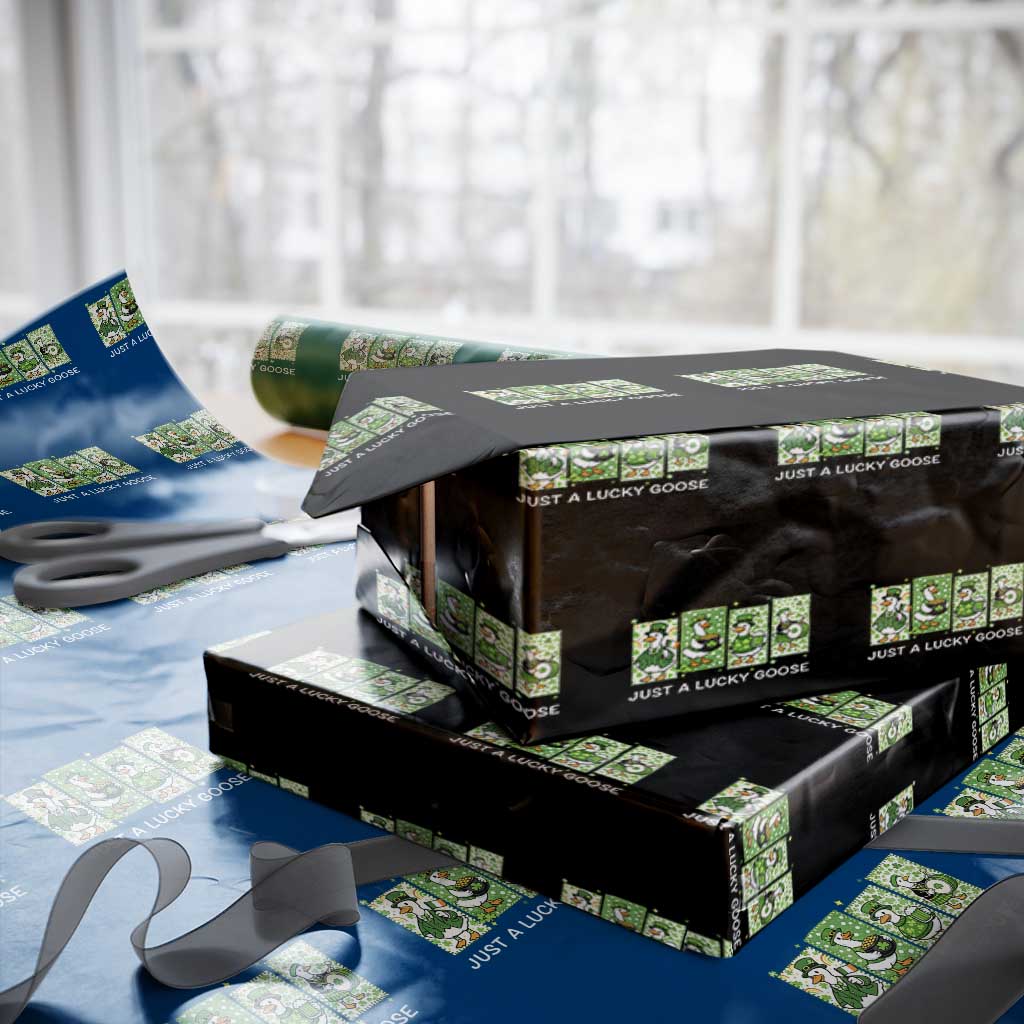 Just A Lucky Goose Wrapping Paper Roll Funny Irish Crew St Patricks Day TS12 Black Print Your Wear