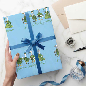 Just A Lucky Goose Wrapping Paper Roll Funny St Patricks Day Irish Gift TS12 Light Blue Print Your Wear