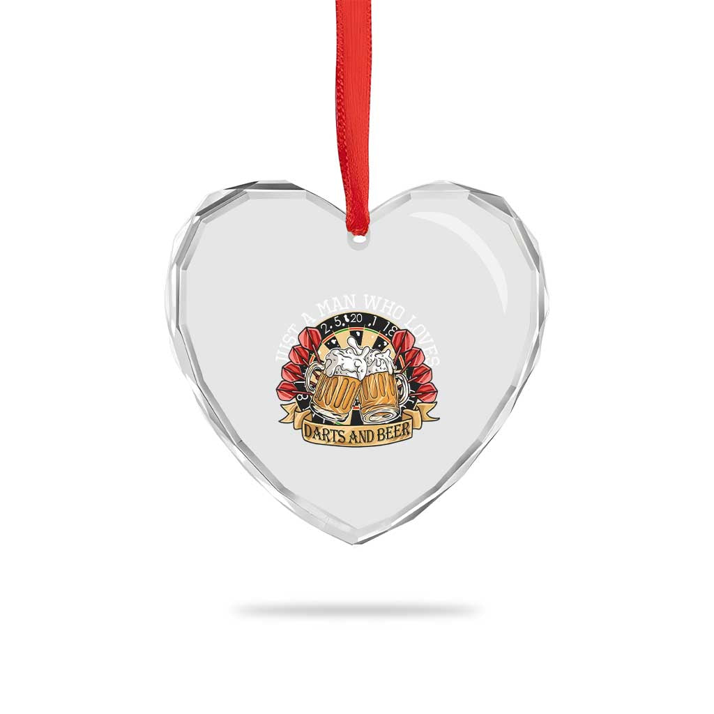 Just A Man Who Loves Darts And Beer Heart Crystal Glass Ornament Funny Dart Player TS12 Print Your Wear