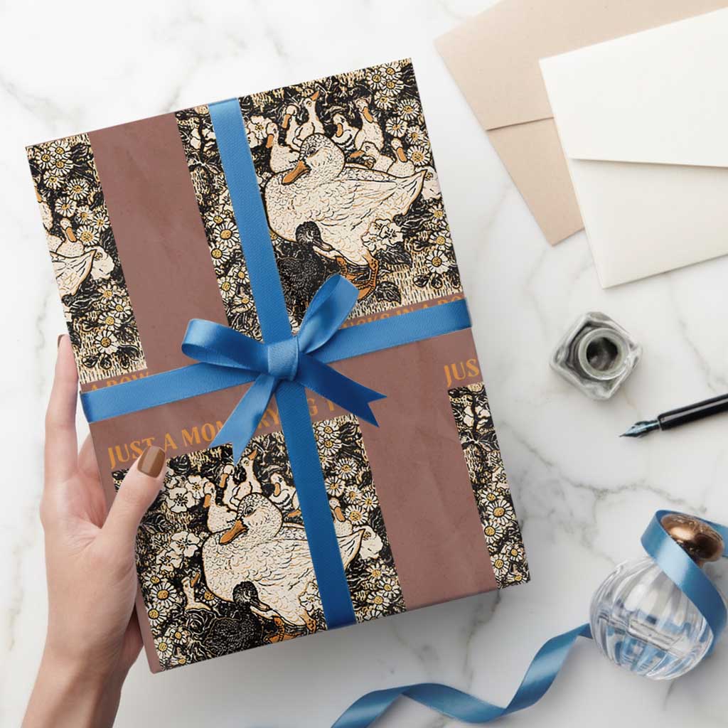 Just A Mom Trying To Keep Her Ducks In A Row Wrapping Paper Roll Funny Duck Mom TS11 Mocha Print Your Wear