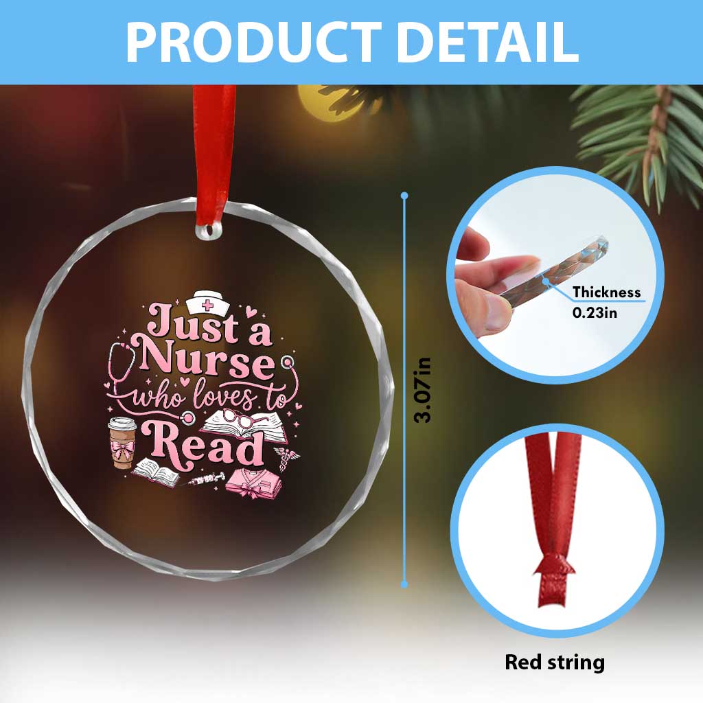Just A Nurse Who Loves Reading Crystal Glass Ornament Book Lover Nurse TS12 Print Your Wear