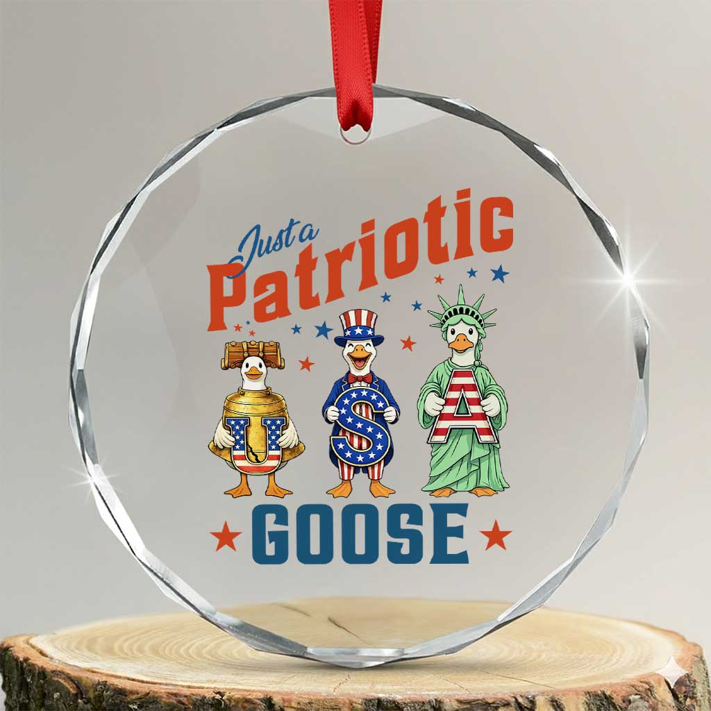 Just A Patriotic Goose Crystal Glass Ornament Funny Freedom Goose Patriotic TS12 Transparent Glass 3'' Circle Print Your Wear