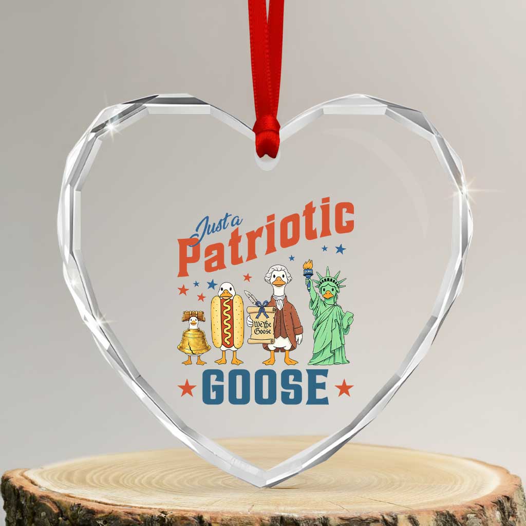 Just A Patriotic Goose Heart Crystal Glass Ornament America 250th Anniversary TS12 Transparent Glass 3'' Heart Print Your Wear