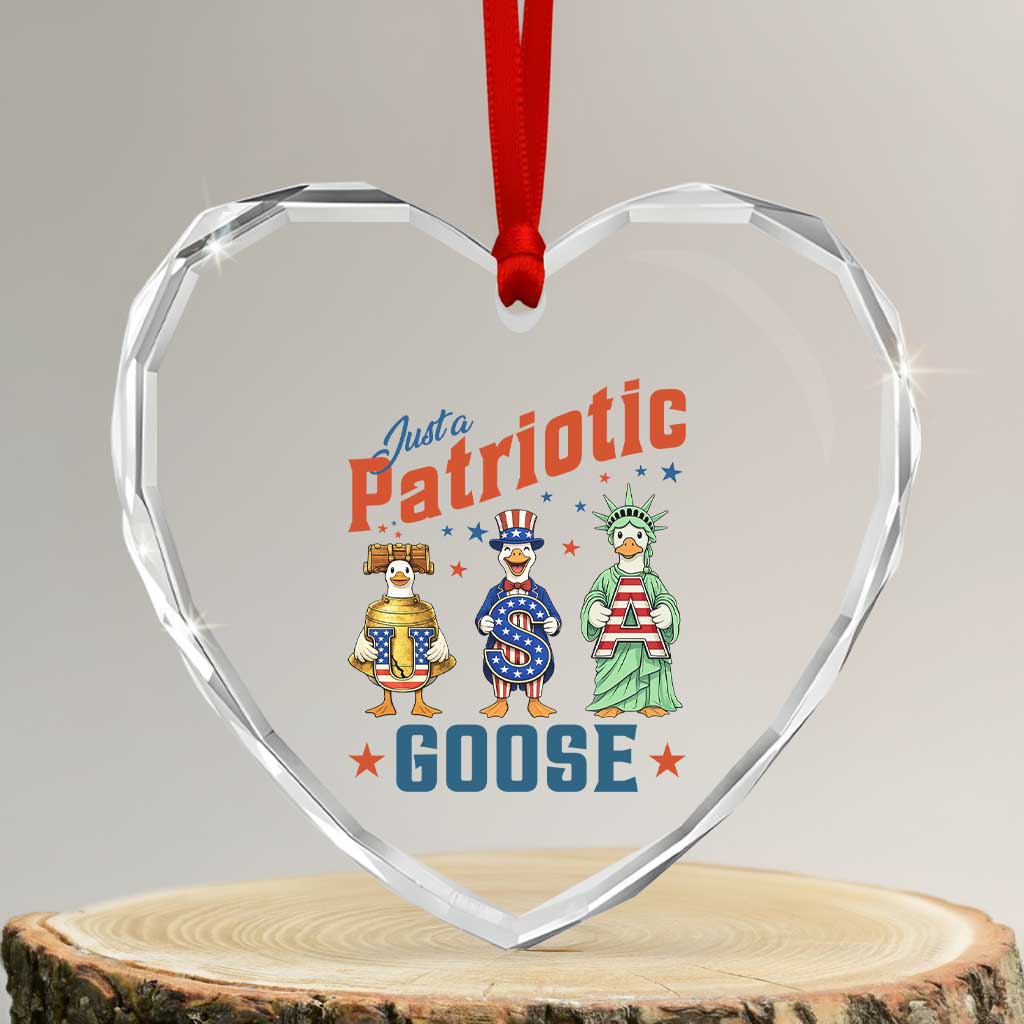 Just A Patriotic Goose Heart Crystal Glass Ornament Funny Freedom Goose Patriotic TS12 Transparent Glass 3'' Heart Print Your Wear