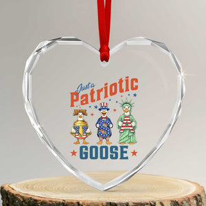 Just A Patriotic Goose Heart Crystal Glass Ornament Funny Freedom Goose Patriotic TS12 Transparent Glass 3'' Heart Print Your Wear