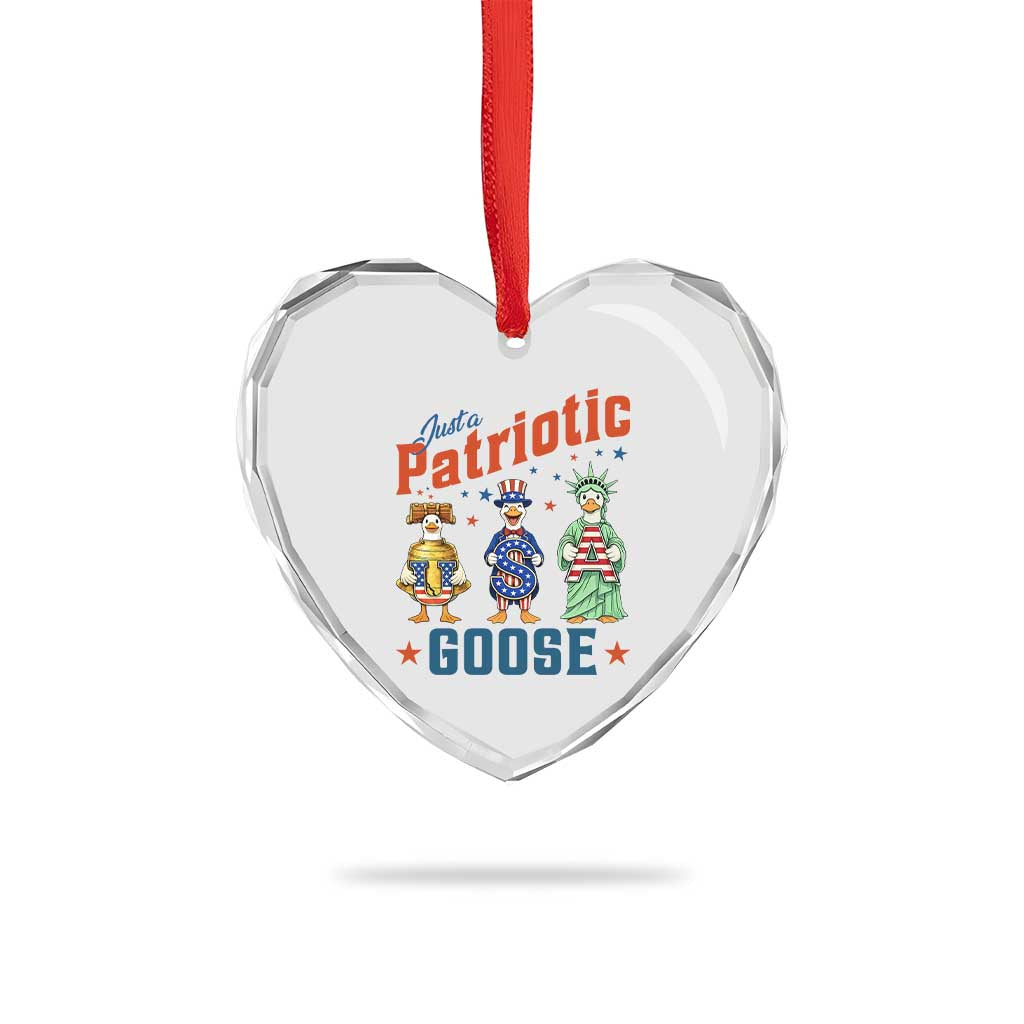 Just A Patriotic Goose Heart Crystal Glass Ornament Funny Freedom Goose Patriotic TS12 Print Your Wear
