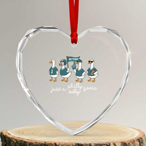Funny Just A Silly Goose Football Heart Crystal Glass Ornament PFE Sport Lover Game Day TS11 Transparent Glass 3'' Heart Print Your Wear