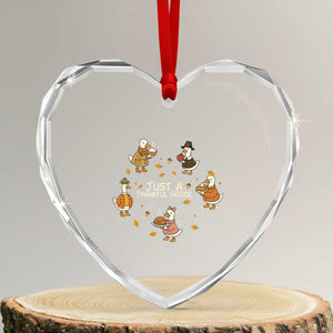 Just A Thankful Goose Heart Crystal Glass Ornament Funny Goose Turkey Thanksgiving Fall Season TS11 Transparent Glass 3'' Heart Print Your Wear