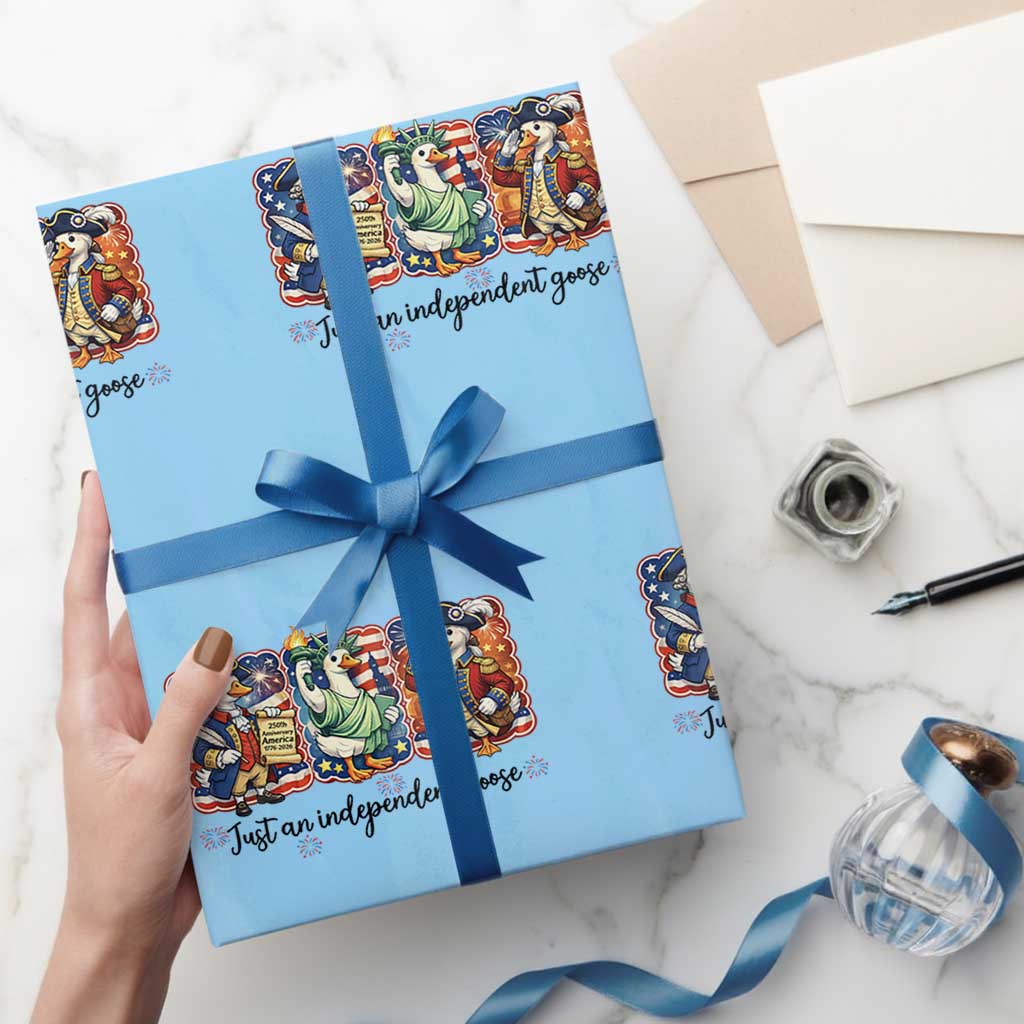 Just An Independent Goose Wrapping Paper Roll Funny Patriotic Goose TS12 Light Blue Print Your Wear