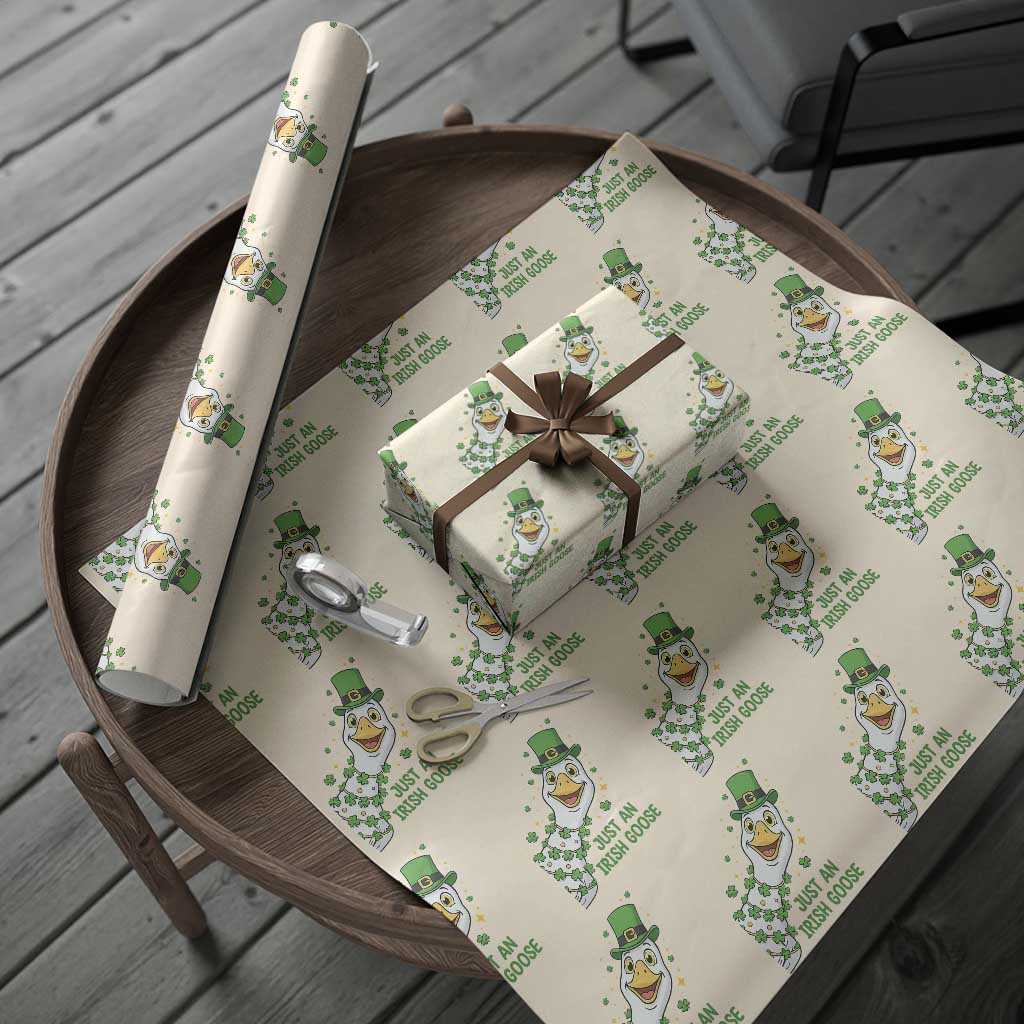 Just An Irish Goose Wrapping Paper Roll Funny St Patricks Day TS12 Beige Print Your Wear