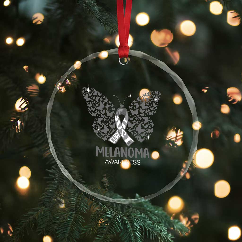 Just Cure It Crystal Glass Ornament Melanoma Warrior Butterfly Support TS12 Print Your Wear