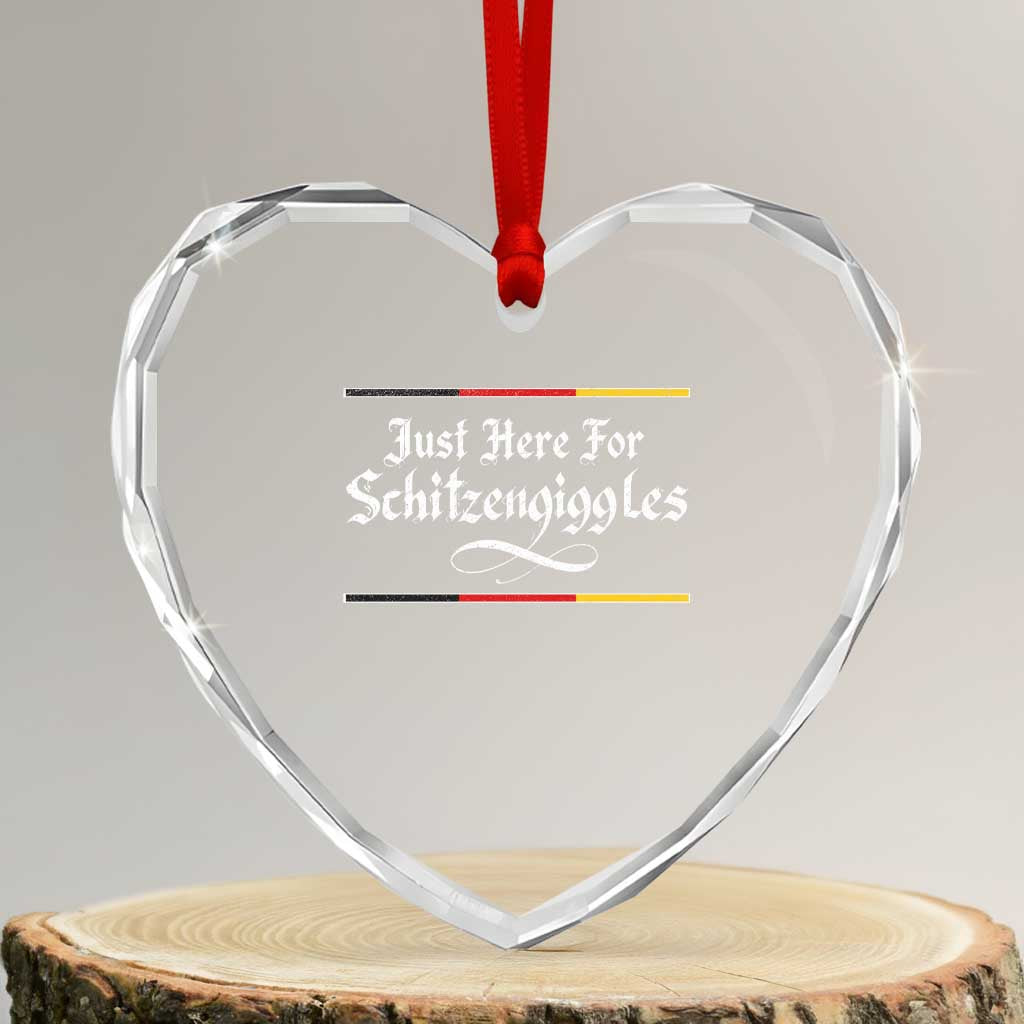Just Here For Schitzengiggles Funny Oktoberfest Heart Crystal Glass Ornament German Beer Festival Humor
