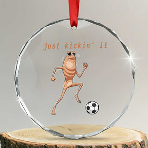 Just Kickin It Crystal Glass Ornament Funny Marcus The Worm Soccer Meme TS12 Transparent Glass 3'' Circle Print Your Wear