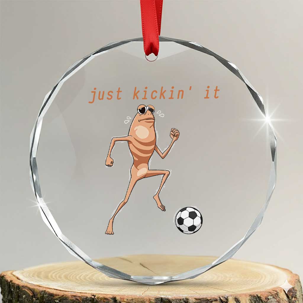Just Kickin It Crystal Glass Ornament Funny Marcus The Worm Soccer Meme TS12 Transparent Glass 3'' Circle Print Your Wear
