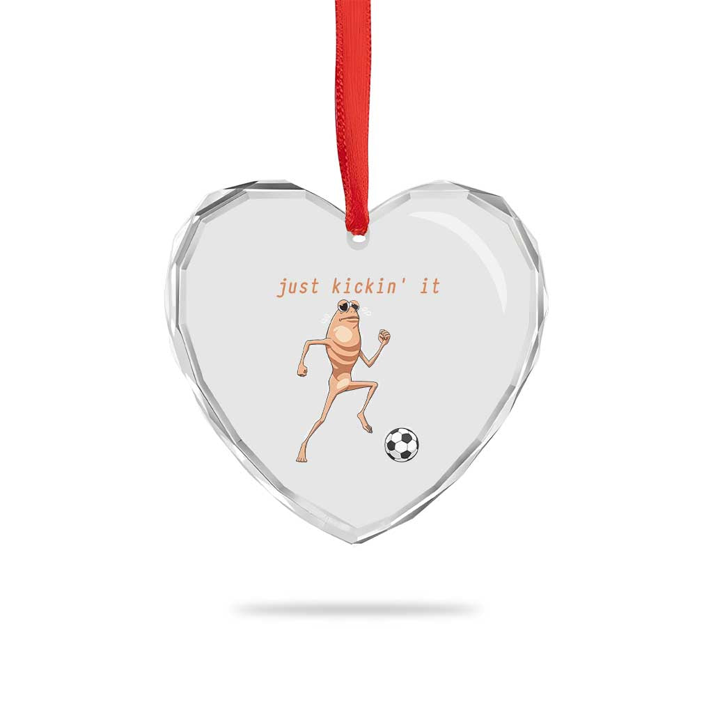 Just Kickin It Heart Crystal Glass Ornament Funny Marcus The Worm Soccer Meme TS12 Print Your Wear