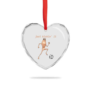 Just Kickin It Heart Crystal Glass Ornament Funny Marcus The Worm Soccer Meme TS12 Print Your Wear
