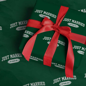 Just Married 20 Years Ago Wrapping Paper Roll 20th Wedding Anniversary Matching TS10 Green Print Your Wear