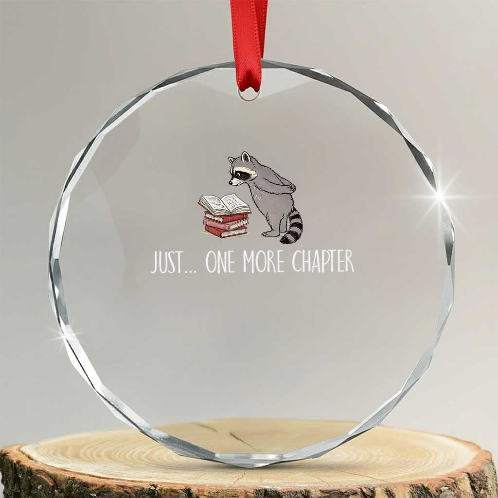 Just One More Chapter Crystal Glass Ornament Funny Raccoon Reading Book Lover Gift TS14 Transparent Glass 3'' Circle Print Your Wear