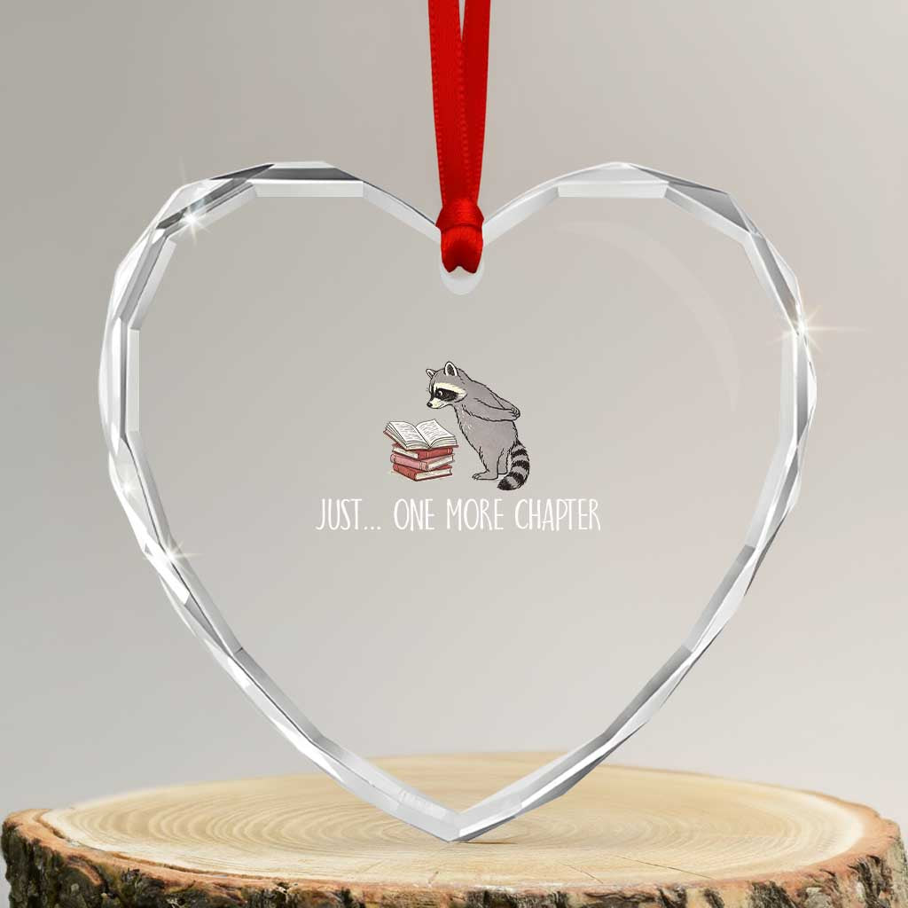 Just One More Chapter Heart Crystal Glass Ornament Funny Raccoon Reading Book Lover Gift TS14 Transparent Glass 3'' Heart Print Your Wear