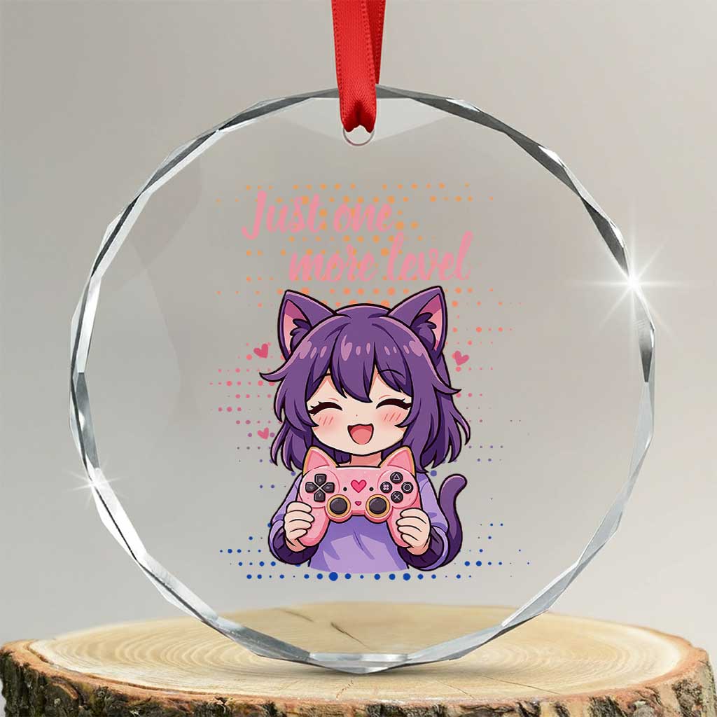 Just One More Game Crystal Glass Ornament Cute Girl Playing Game Humor Gift TS12 Transparent Glass 3'' Circle Print Your Wear
