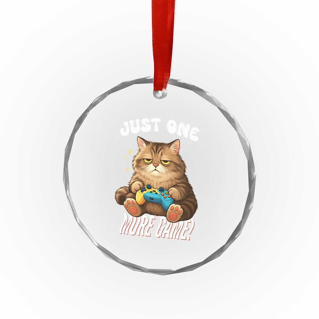 Just One More Game Crystal Glass Ornament Funny Lazy Cat Playing Video Game TS12 Print Your Wear