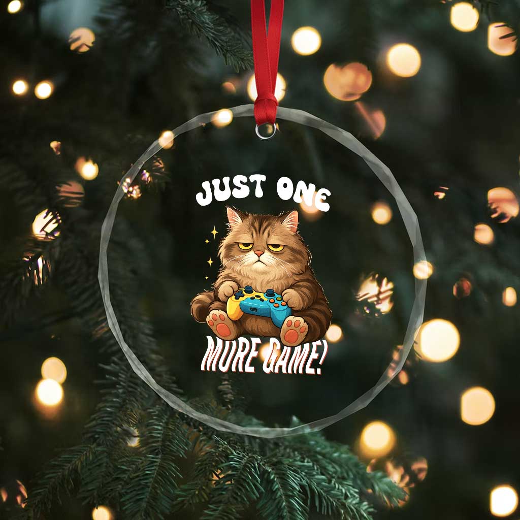 Just One More Game Crystal Glass Ornament Funny Lazy Cat Playing Video Game TS12 Print Your Wear