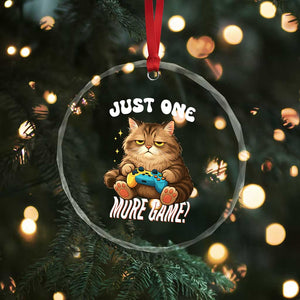 Just One More Game Crystal Glass Ornament Funny Lazy Cat Playing Video Game TS12 Print Your Wear