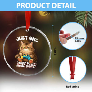 Just One More Game Crystal Glass Ornament Funny Lazy Cat Playing Video Game TS12 Print Your Wear