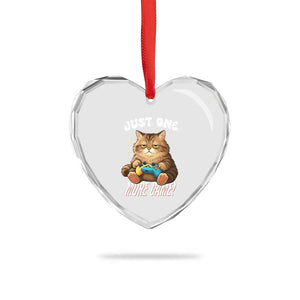 Just One More Game Heart Crystal Glass Ornament Funny Lazy Cat Playing Video Game TS12 Print Your Wear