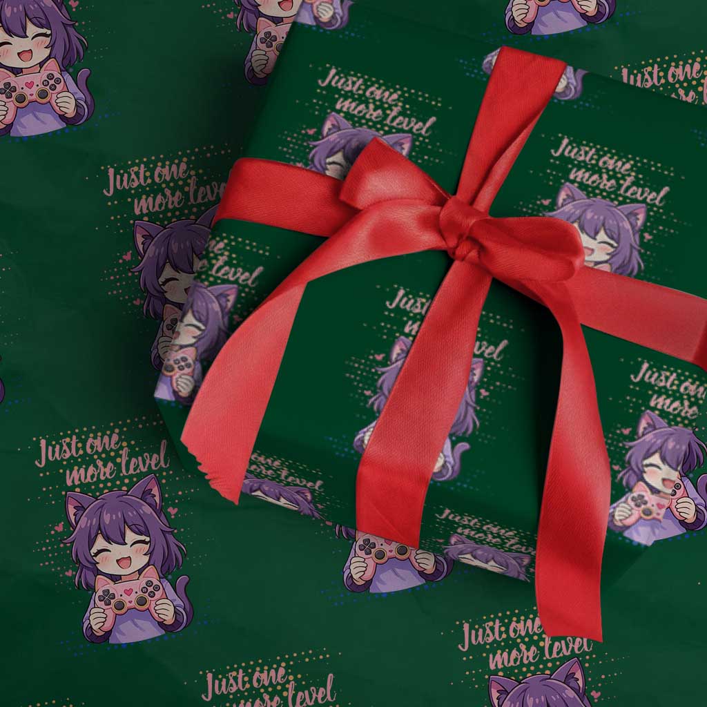 Just One More Game Wrapping Paper Roll Cute Girl Playing Game Humor Gift TS12 Green Print Your Wear