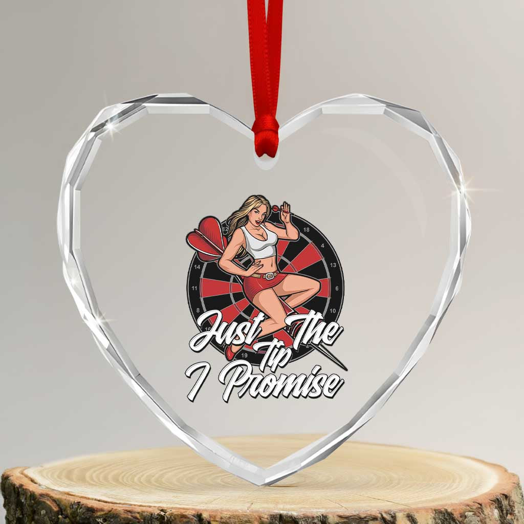 Just The Tip I Promise Heart Crystal Glass Ornament Sexy Pin Up Girl Dartist Gift TS12 Transparent Glass 3'' Heart Print Your Wear