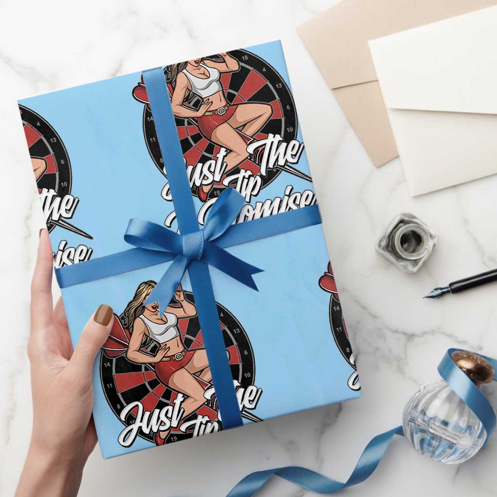 Just The Tip I Promise Wrapping Paper Roll Sexy Pin Up Girl Dartist Gift TS12 Light Blue Print Your Wear