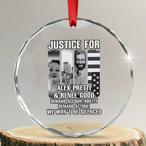 Justice for Alex and Renee Crystal Glass Ornament Anti ICE Immigration Protest Human Rights TS14 Transparent Glass 3'' Circle Print Your Wear