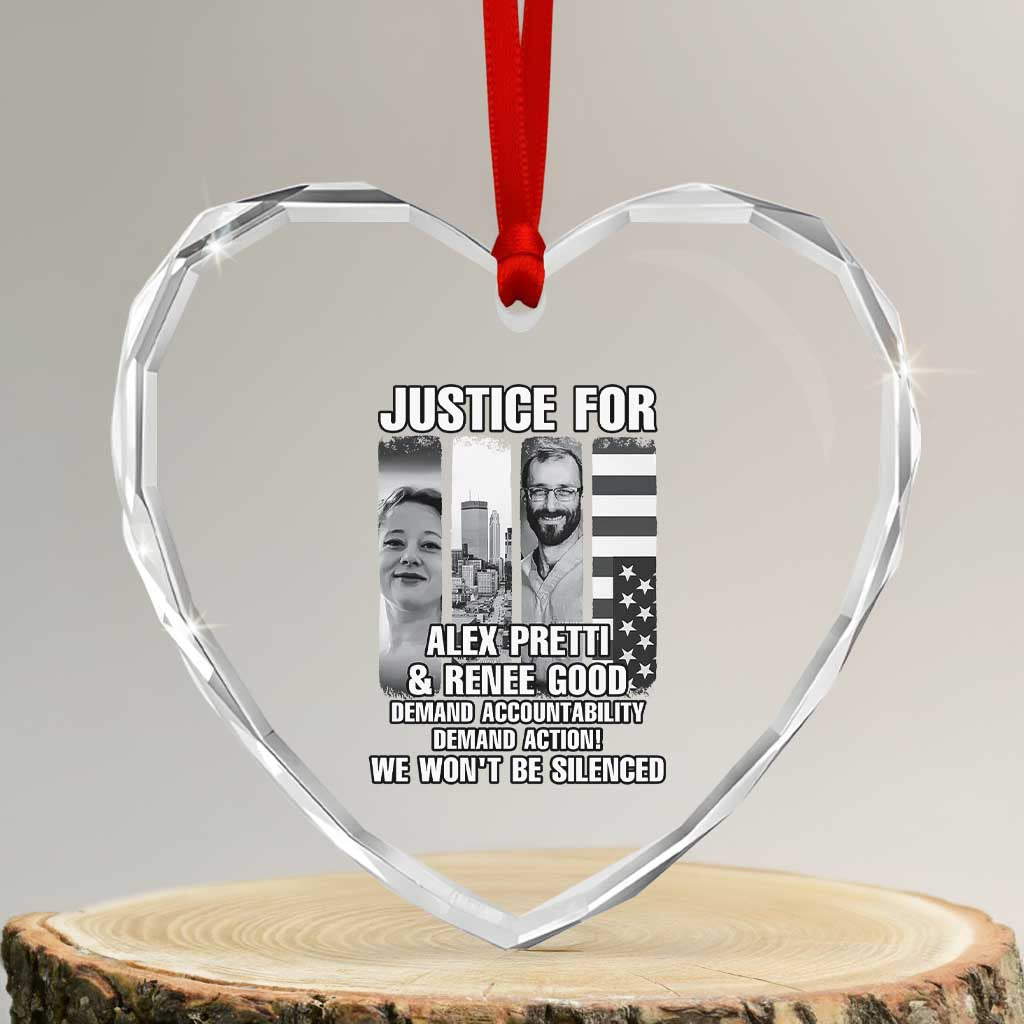 Justice for Alex and Renee Heart Crystal Glass Ornament Anti ICE Immigration Protest Human Rights TS14 Transparent Glass 3'' Heart Print Your Wear